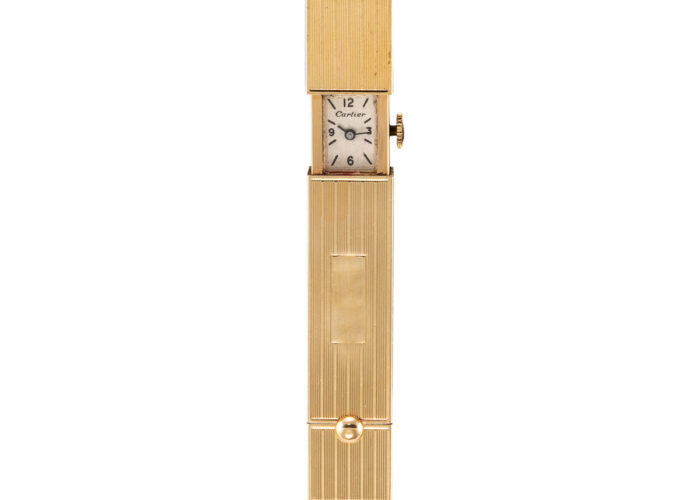 Cartier Compact, Lipstick And Watch, 14k Gold