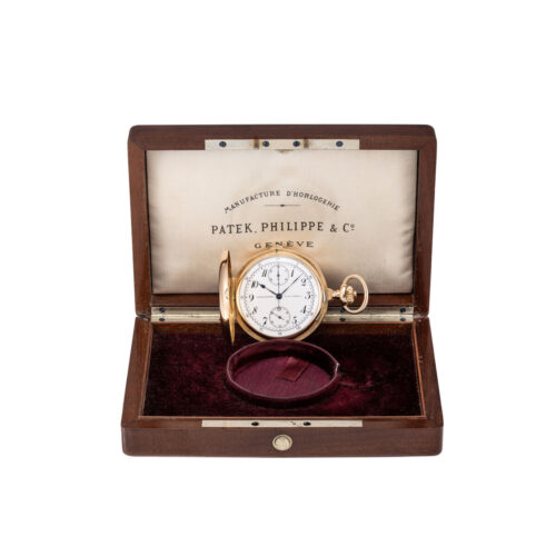 Patek Philippe Hunter Case 18k Pink Gold Chronograph Pocket Watch